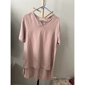 Pink Rose Short Sleeve Pullover Top, Tunic Woman's Size M From Japan
